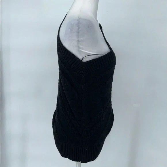 L'AGENCE Zoey Cable Knit Merino Wool one shoulder black sweater size Large - Picture 4 of 10